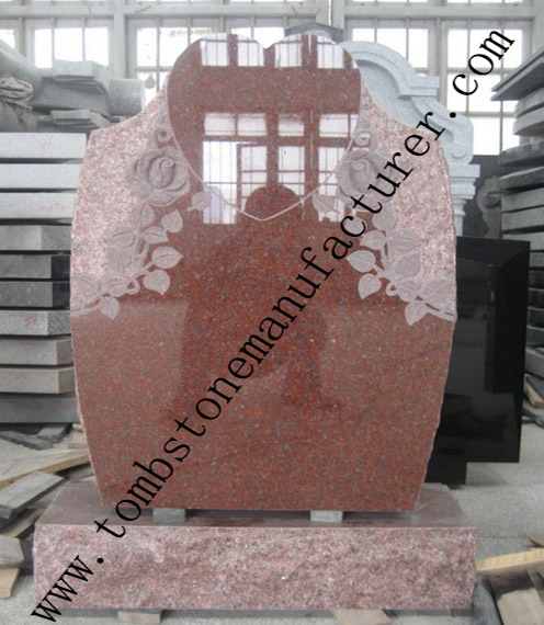 rose carving granite headstone22
